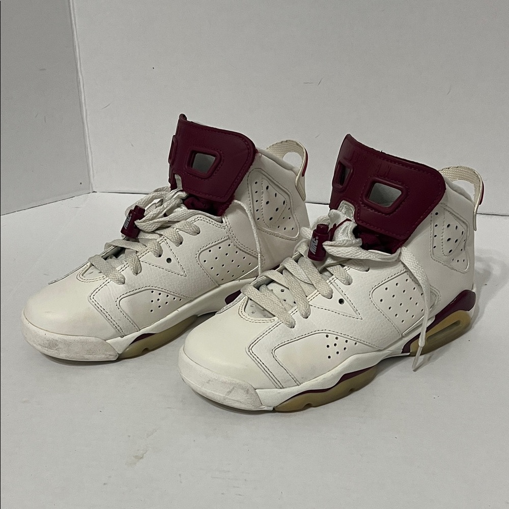 Nike Kids White and Maroon High-Top Sneakers